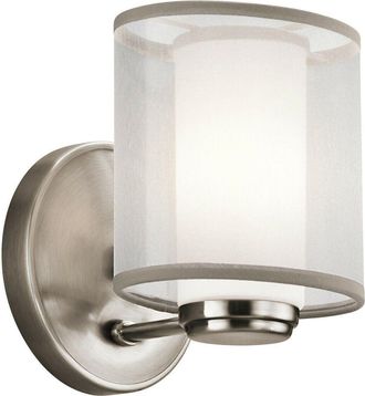 Loops Wall Light Outer Shade Satin Etched Opal Glass Tube Classic Pewter LED G9 40W