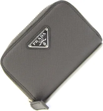 Prada Gray Leather Coin Purse/Coin Case (Pre-Owned)