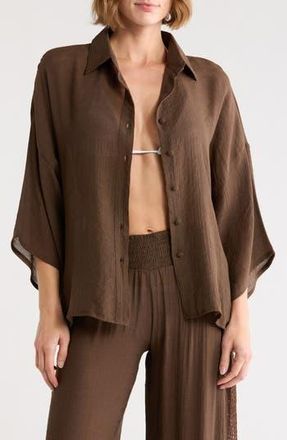 Elan Cover-Up Shirt in Chocolate at Nordstrom Rack, Size X-Large