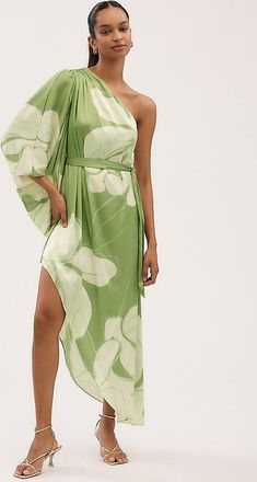 Hutch Stretch Satin One-Shoulder Maxi Dress