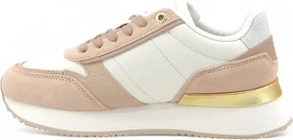 Tommy Hilfiger Leren Metallic Sneakers met Structuurpanelen - Dames - Sneakers - Wit - 39 EU - Leer - Schoenen