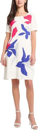 Ming Wang Ming Wang Floral Applique A-Line Soft Knit Dress