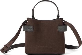 Brunello Cucinelli Tassen, Dames, Bruin, ONE Size, Leer, Essence Small Top-Handle Bag