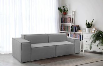 Talamo Italia Talamo Italia - Sof&aacute; Fijo Paola, Sof&aacute; Modular Lineal De 2 Plazas, 100% Made In Italy, Sof&aacute; De Sal&oacute;n Moderno En Tela., Cm 220x95h70, Gris, Con Embalaje
