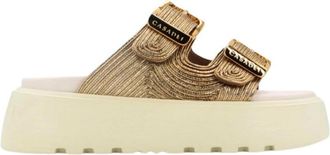 Casadei Gouden Zeudi Lam&egrave; Muiltjes - Dames - Sandalen - Geel - 40 EU - Schoenen