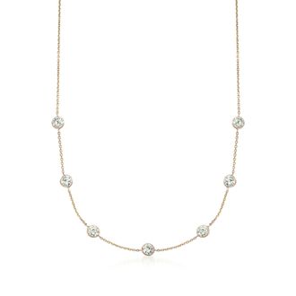Ross-Simons CZ Station Necklace in 14kt Yellow Gold