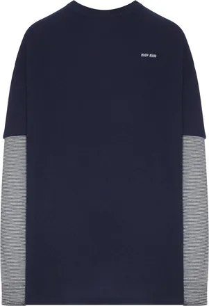 Miu Miu LAYERED CREW NECK CASHMERE SWEATER - Miu Miu - Woman