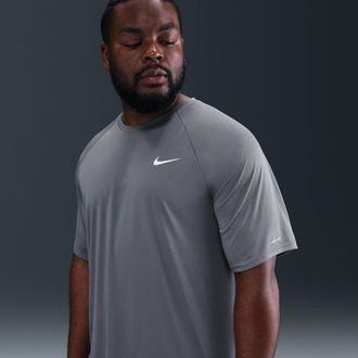 Nike Mens Swim Hydroguard Essential Dri-FIT UV Short Sleeve Top (Big & Tall) in Grey | NESSA700-051