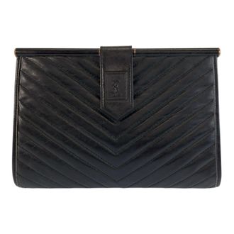 Saint Laurent Black Leather Clutch Bag (Pre-Owned)