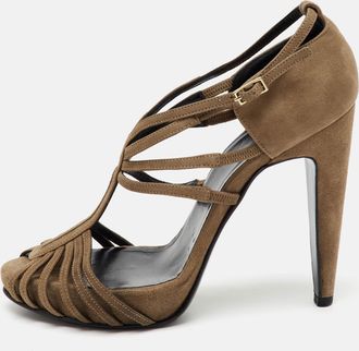 Pierre Hardy Brown Suede Strappy Platform Sandals