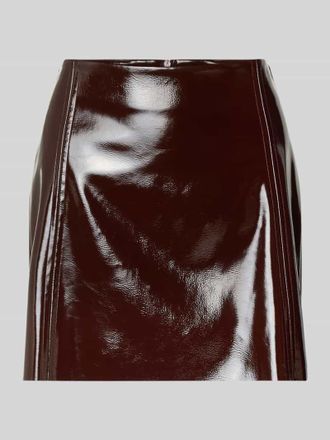 Jake*s Casual Minirock in Leder-Optik mit Teilungsnähten in Aubergine, Größe 38