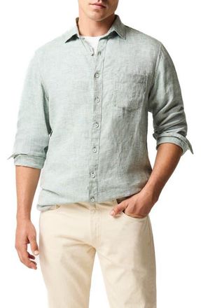 Rodd & Gunn Coromandel Button-Up Linen Shirt in Moss at Nordstrom, Size Xxx-Large