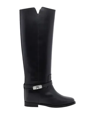 Via Roma 15 Via roma black padlock leather boots