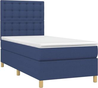 vidaXL Vidaxl - Cama Box Spring Colch&oacute;n Y Luces Led Tela Azul 100x200 Cm
