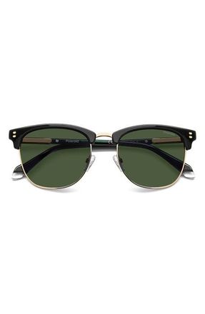 Polaroid 53mm Polarized Rectangular Sunglasses in Black Gold/Green at Nordstrom