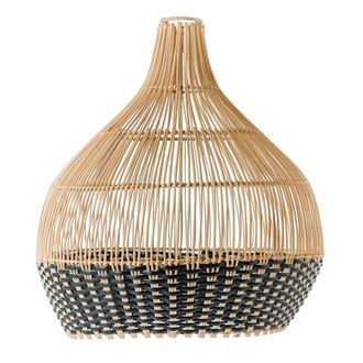 NATYAL L&aacute;mpara de rat&aacute;n con detalles en negro d. 40 cm