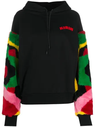 Kirin contrast-panel hoodie - women - Cotton/Acrylic/Polyester - S - Black