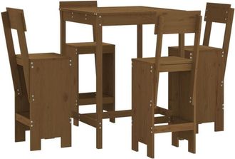 vidaXL 5 Piece Garden Bar Set Honey Brown Solid Wood Pine Vidaxl
