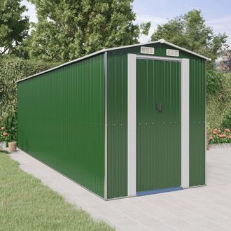 Berkfield Home Garden Shed Green 192x606x223 cm Galvanised Steel | Size: 192 x 606 x 223 cm