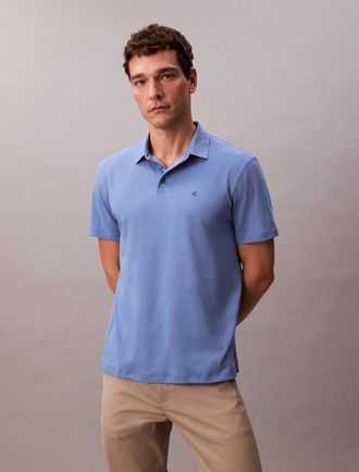 Calvin Klein Poloshirt CALVIN KLEIN SS SUPIMA CHEST EMB POLO, Herren, Gr. XXL, blau (dull nile blau), Piqu&eacute;, Obermaterial: 100% Baumwolle, unifarben, regular fit n