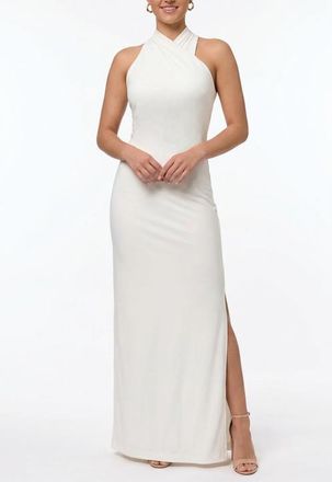 Rachel Roy Harland Crossover Halter Maxi Dress in Eggshell at Nordstrom, Size Xx-Large