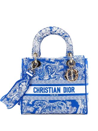 Dior Toile de Jouy Lady D-Lite Bag Embroidered Canvas tote bag - Blauw