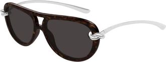 Bottega Veneta Aviator Zonnebril - Dames - Zonnebrillen - Bruin - 58 MM - Nylon - Accessoires