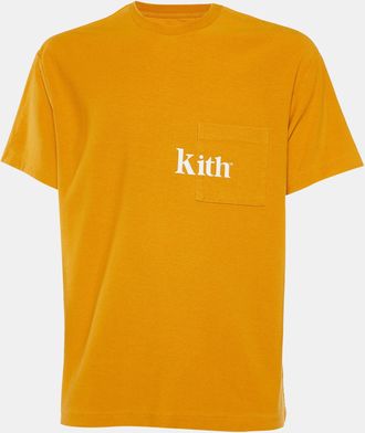 Kith Mustard Yellow Cotton Knit Logo Printed Crewneck T-Shirt