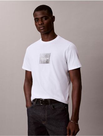 Calvin Klein Jeans Calvin Klein Mens Textured Box Graphic Classic Crewneck T-Shirt - White - 2XL