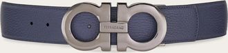 Ferragamo Men Reversible and adjustable Gancini belt Blue