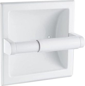 No Brand Soporte De Papel Higi&eacute;nico Empotrado Blanco - Soporte De Pared De Acero Inoxidable Que Ahorra Espacio