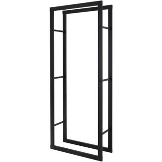 ML Design Estanteria Met&aacute;lica Para Le&ntilde;a 60 X 150 X 25 Cm Soporte Organizador De Madera Para Interior O Exterior, Le&ntilde;ero Negro Moderno Junto A Chimenea/fogata Es