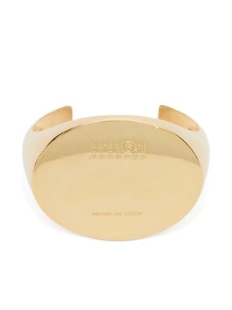 Maison Margiela logo-engraved cuff bracelet - women - Brass - M - Silver