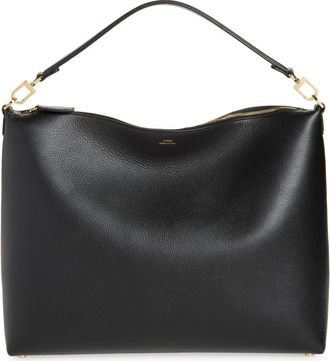 Toteme Medium Bevel Leather Hobo Bag in Black at Nordstrom