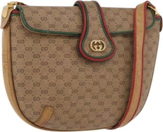 Gucci Pre-owned Cross Body Bags, female, Beige, Size: ONE SIZE Pre-owned Micro Small GG Canvas Shoulder Bag