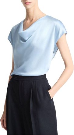 Vince Cowl Neck Cap Sleeve Silk Blouse