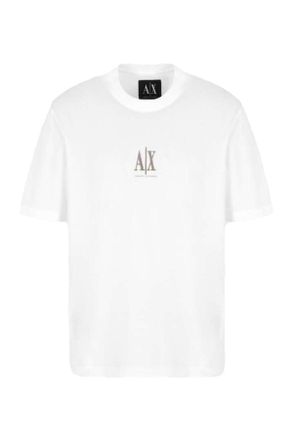 A|X Armani Exchange Mens Icon Project, Embroidered Logo, T-Shirt, White, XXL