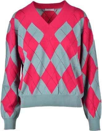 Ballantyne Argyle Pattern Cashmere Pullover Sweater