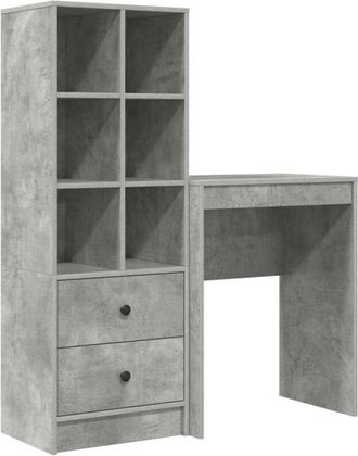 vidaXL Escritorio Con Almacenamiento Con Caj&oacute;n 2 Pcs Gris Concreto Vidaxl