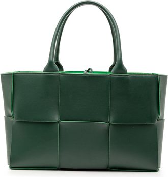 Bottega Veneta Pre-owned Womens Small Nappa Maxi Intrecciato Arco Tote - Dark Green Leather - One Size