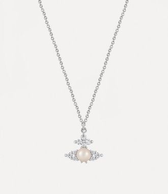 Vivienne Westwood Feodora Pendant Necklace Silver Cubic Zirconia / Glass Pearls Women