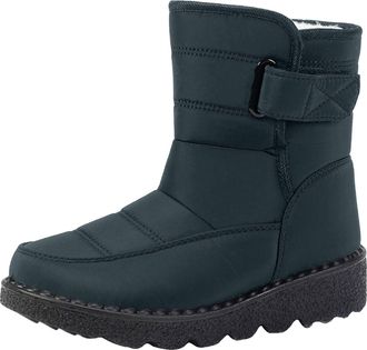 Generic Waterproof Boots Womens Size 6 Warm Cotton Boots Mid Calf Boots Boots With Non Soles Waterproof Anti-Slip Ankle Booties (Dark Blue, 8.5)