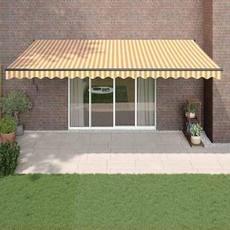 vidaXL Vidaxl - Toldo Retr&aacute;ctil Autom&aacute;tico Amarillo Y Blanco 5x3 M