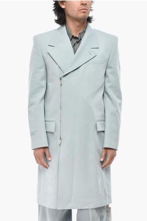 Off-white Wool-Blend Double-Breasted Coat With Offset Zip size 54