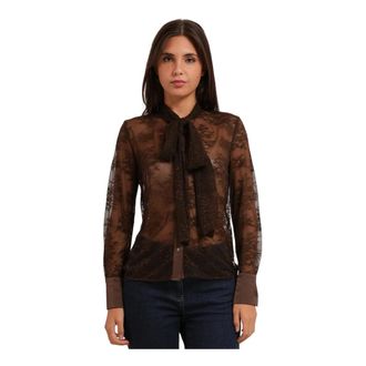 Yes-Zee Blouse met Strik - Dames - Blouses - Bruin - XS - Overhemden