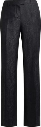 Etro Paisley Jacquard Broek - Dames - Straight fit broeken - Zwart - M - Wol - Broeken