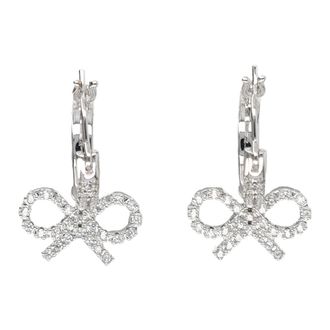 Self Portrait Crystal Bow Hoop Earrings - Dames - Oorbellen - Grijs - ONE Size - Accessoires