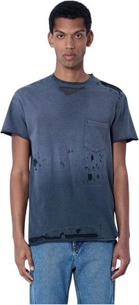 Gallery Dept. Distressed Cotton Jersey T-Shirt - Heren - T-shirts - Grijs - 2XL - Katoen - Tops