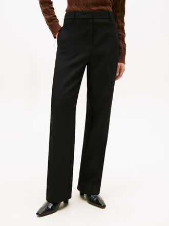 Tommy Hilfiger Anzughose TOMMY HILFIGER PUNTO RELAXED STRAIGHT PANT, Damen, Gr. 34, N-Gr, schwarz, Web, Obermaterial: 68% Polyester, 28% Viskose, 4% Elasthan, unifar