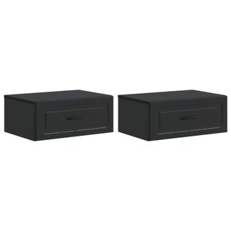 vidaXL Mesita De Noche De Pared 2 Pcs Negro 49 X 34,5 X 20 Cm Vidaxl